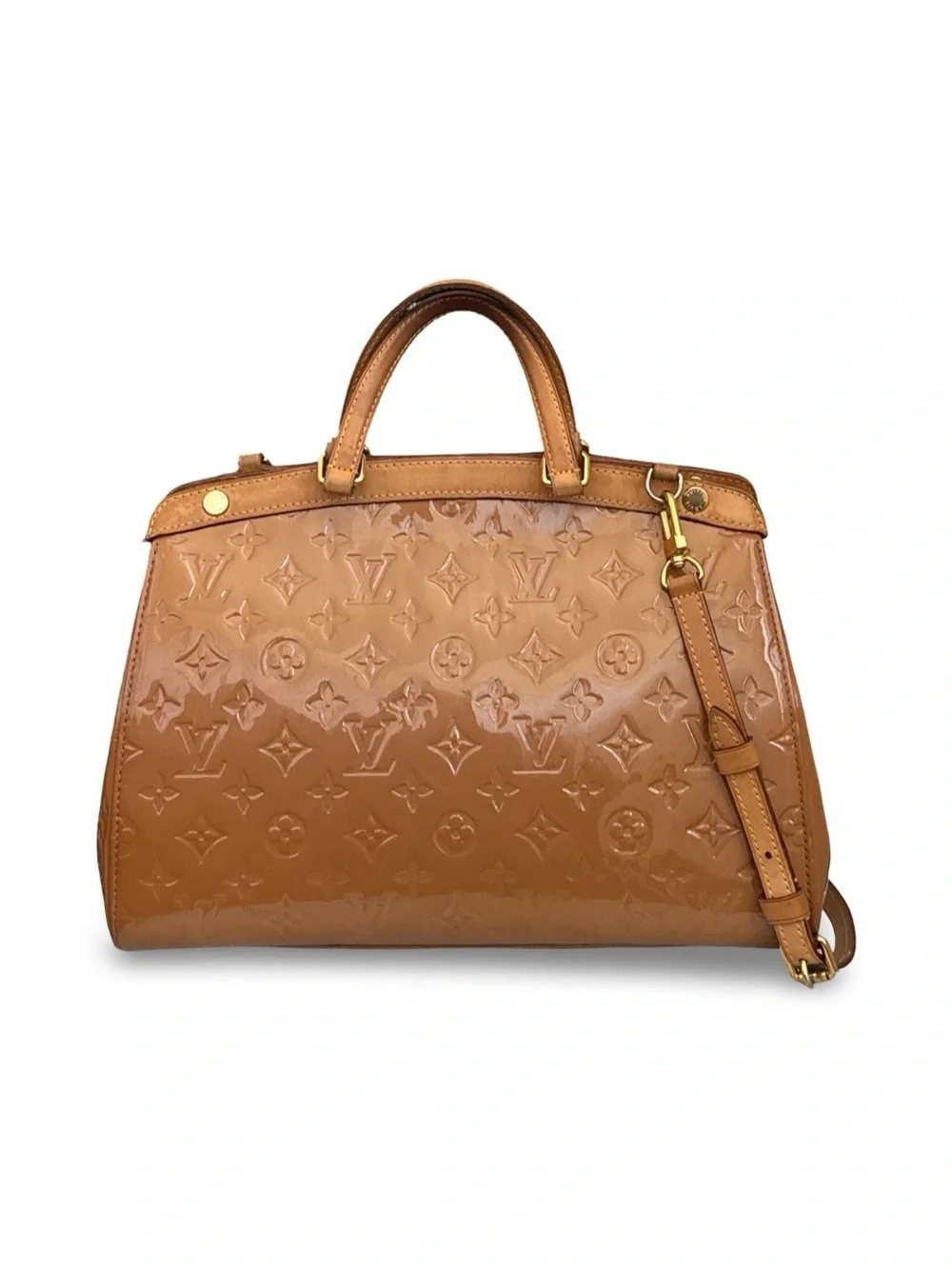 Louis Vuitton Vernis Brea GM Bronze Patent Leather Satchel Shoulder Bag